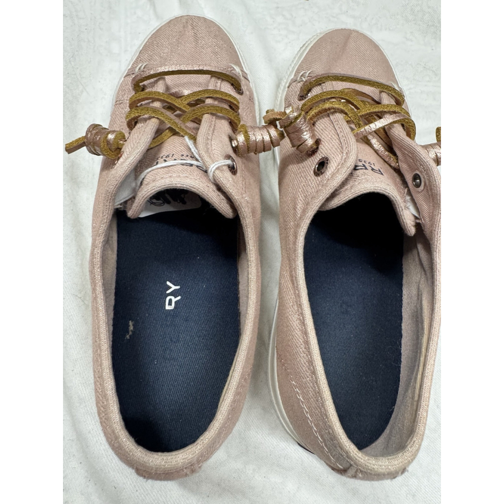 Sperry Womens Sz 6M Sky Sail Rose Metallic Platform Twill Sneakers Slip Ons Prom - Picture 12 of 14